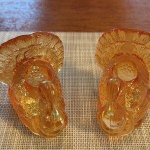 Vintage Glass Turkey Candle Holders